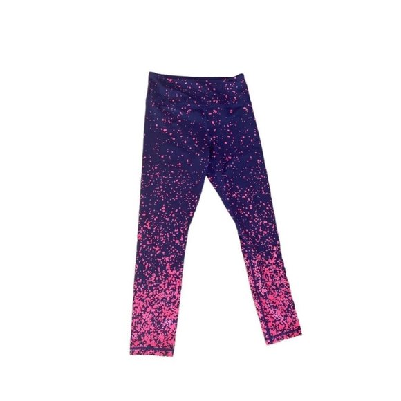Zyia Active Leggings Navy with Pink Splatter sz 4 - Picture 4 of 10
